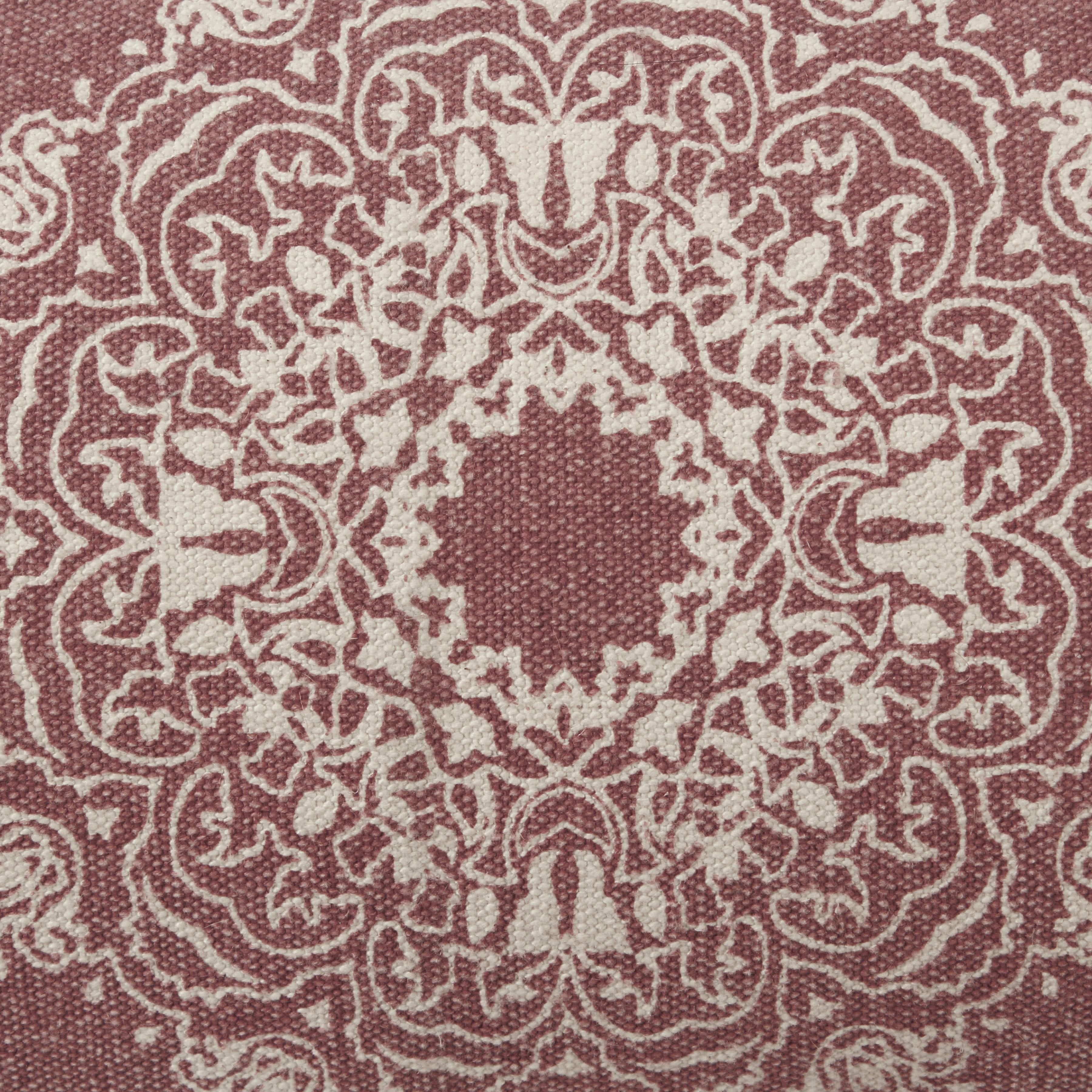 LR Home Ava 14" x 36" Rose/White Medallion Cotton Adult Decorative Throw Pillow Cover