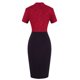 thumbnail image 4 of Vestido retro formal de manga corta con cuello redondo y estampado calado para mujer Fridja  bnh2398, 4 of 8