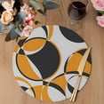 thumbnail image 3 of Orange Geometric Round 13 Inch Placemats Set of 2, Modern Abstract Lines Textured HeatResistant Non Slip Place Mats for Dining Table, Wipeable Braided Kitchen Table Mats for Housewarming, 3 of 9