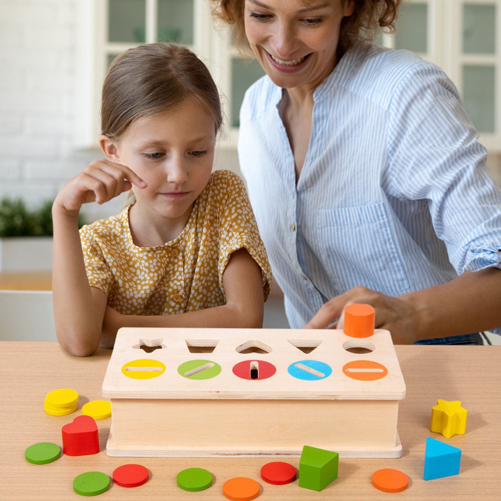 Early Learning Activity Box - Educational Shape Sorter Toy with Color & Shape Matching, Fine Motor Skills Activity for Infants & Toddlers 1-2 Years Old