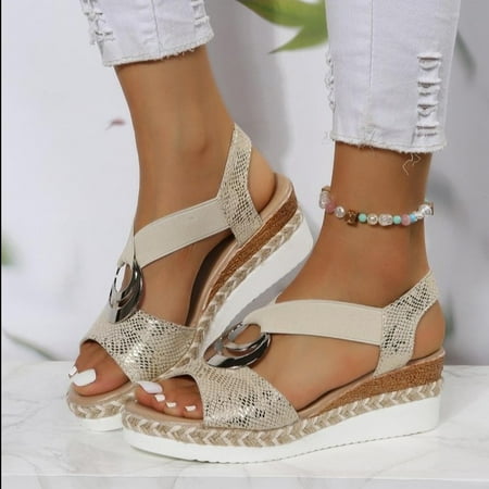 

DAETIROS Girls Sandals- Prevalent Thick Bottom Rome Fish Mouth Womens Sandals Silver Size 6