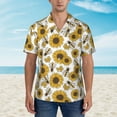 thumbnail image 2 of Xecao Sunflowers and Bees print Hawaiian shirt - a stylish short-sleeve button-down for men, perfect for casual beach and tropical outings., 2 of 9