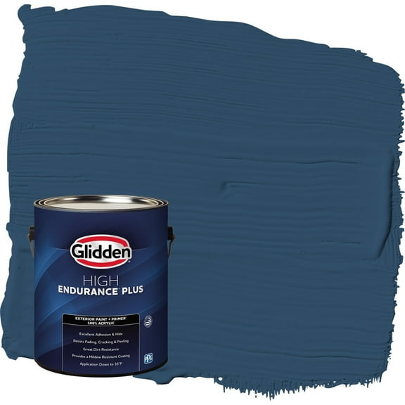 Glidden HEP Blueberry Pie / Blue Satin Exterior Paint with Primer, 1 Gallon