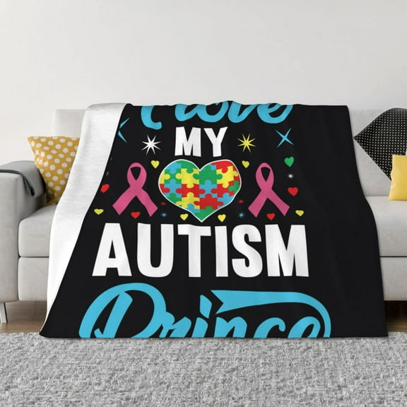 Naloa I Love My Autism Flannel Fleece Throw Blanket for Bed Couch, Thick Blanket - All Seasons Suitable for Women, Men and Kids-40"x30"