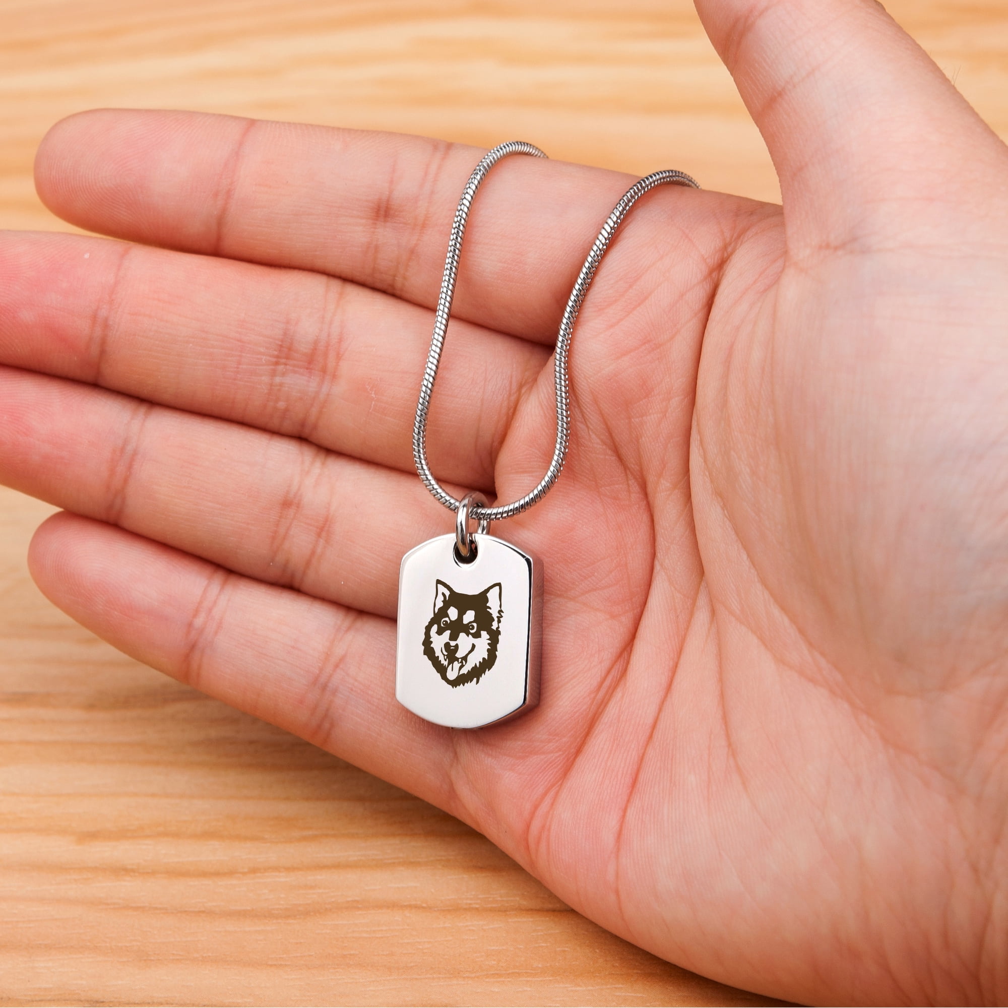 Anavia Alaskan Malamute Dog Tag Memorial Necklace for Ashes, Pet Ashes Necklace, Cremation Urn Necklace, Cremation Jewelry, Keepsake Ashes, Pet Memorial Jewelry, With Funnel Kit