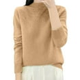 thumbnail image 4 of Womens Tops Pullover Sweaters Long Sleeve Cropped Knit Casual Concert Wear Women's Oversized Sweater Soft Round Neck Comfortable Loose Fit Solid Color Basic For Fall Winter, 4 of 4