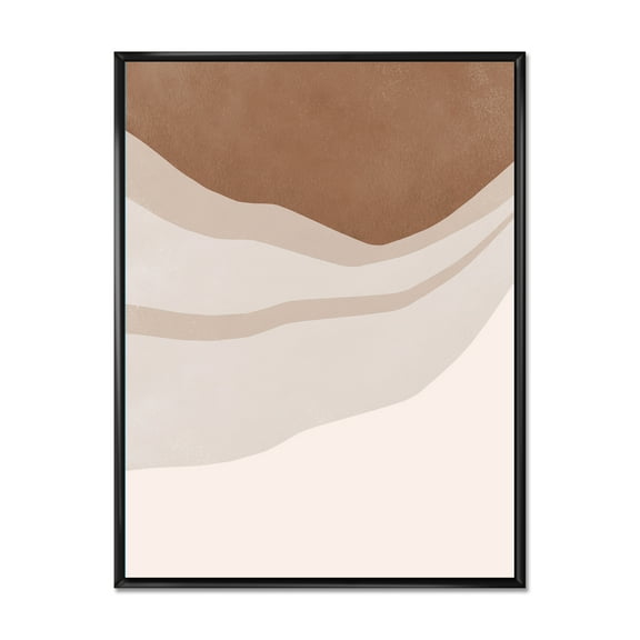 Designart 'Ivory and Terracotta Shapes with Scuff Effect' Modern Framed Canvas Wall Art Print