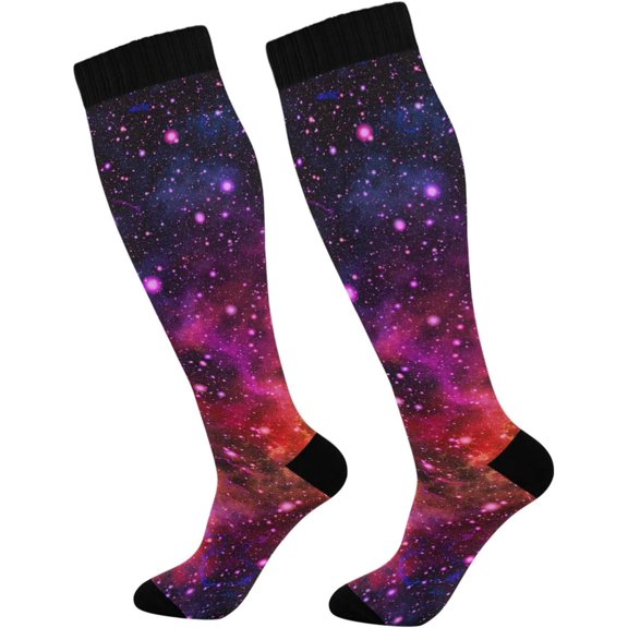 GZHJMY Galaxy Compression Socks, Women Men Long Stocking (20-30mmHg), Travel Knee High Stockings for Athletic Sports,Running,Cycling,Nursing