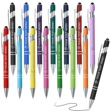 12 Pcs Personalized Pens with Name,Logo Custom Pens Bulk,Customized Engraved Pen with Stylus Tips,Black Ink,Ideal for Business,Schools,Birthday Gift,Parties,Wedding O
