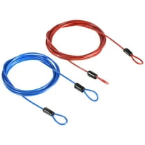 Uxcell 2.5mmx2m/6.56ft Coated Security Steel Cable Luggage Lock Wire Rope Double Loop Blue,Red 2 Pack