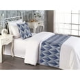 thumbnail image 2 of Geometric Bed Runner Set, Abstract Style Illustrated Leaves Pattern With Curvy Stripes on Bluish Back, Decorative Bedding Scarf & a Pillow Sham for Hotels Homes, Twin, Indigo and White, by Ambesonne, 2 of 3