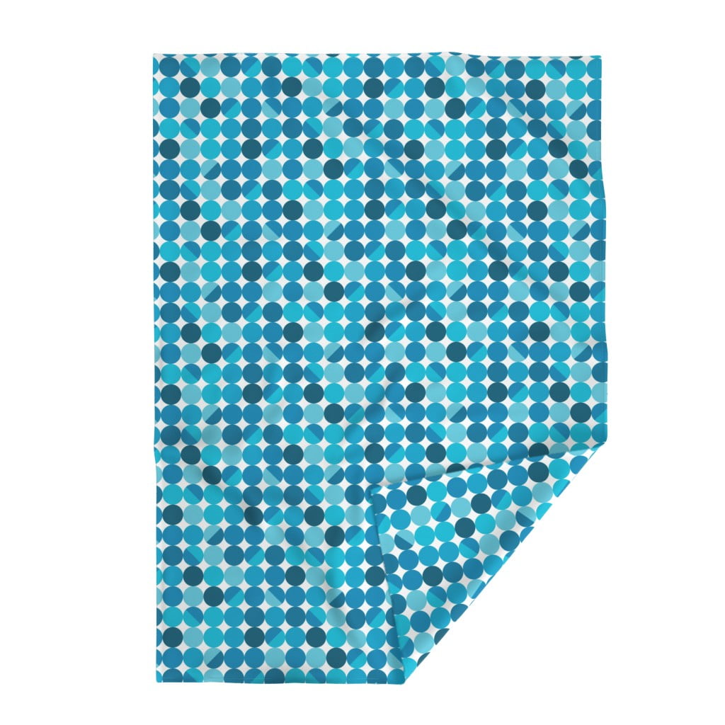 Plush Minky Throw Blanket, 50" x 70" Blue Moon White Retro Circles Midcentury Modern Cool