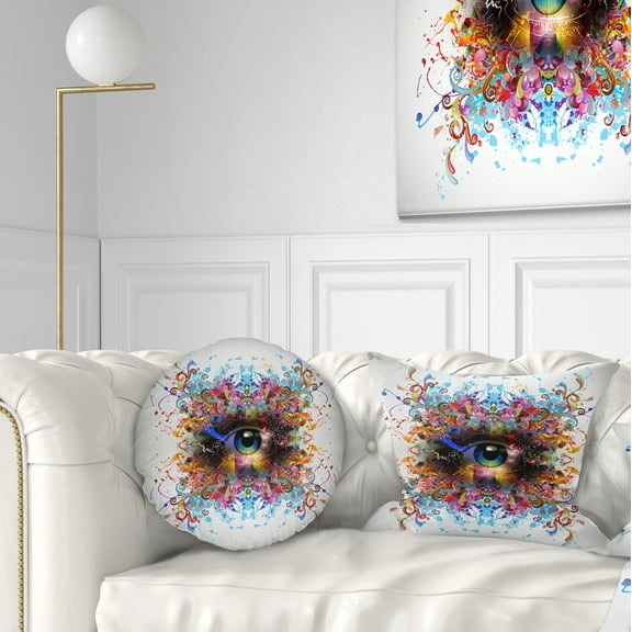 Designart Magic Eye with Flowers - Animal Throw Pillow - 12x20