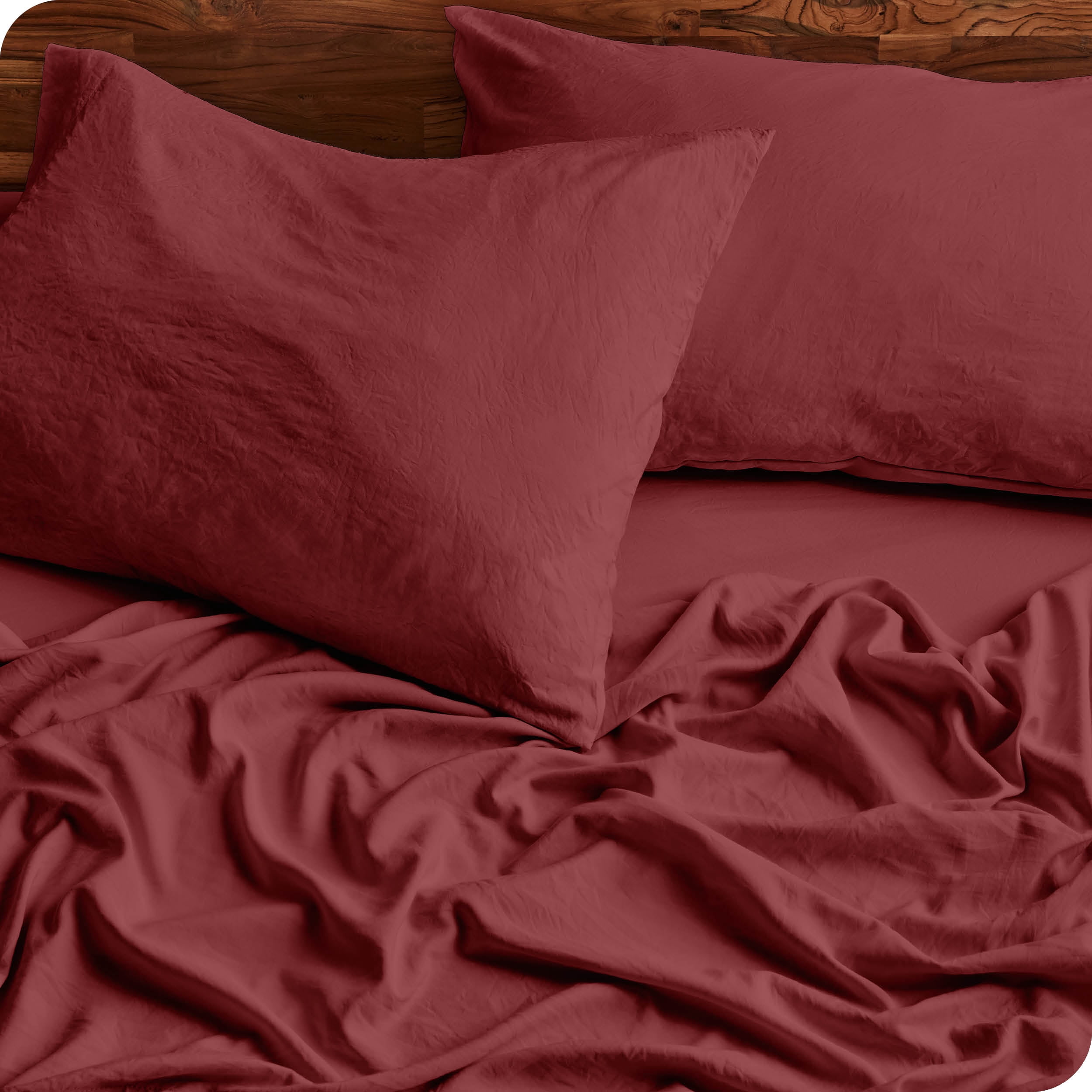 Bare Home Rosewood Sandwashed Microfiber Sheet Set, Wrinkle Resistant, Deep Pocket, King
