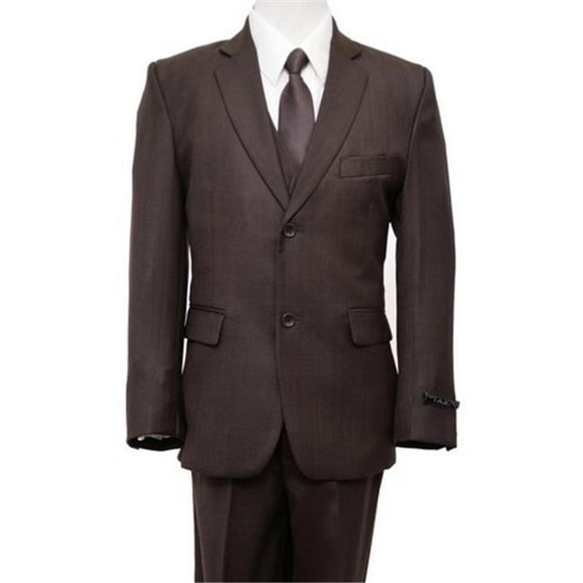 Mens Suits 2 Button Front Closure Interior Pick Stitching Boys Suits Brown - 14