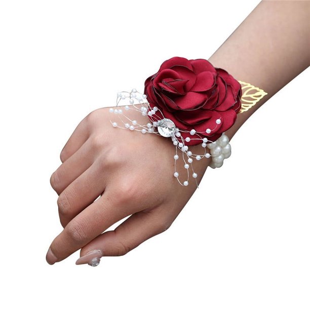 Pin para la muñeca con cuentas de hojas de oro, popular en Europa y América, ramillete de perlas y diamantes de imitación, para novia y novio, suministros para fiestas