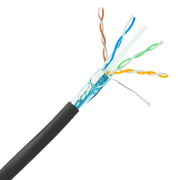 1000ft Black Plenum Shielded Cat6a Bulk Ethernet Cable