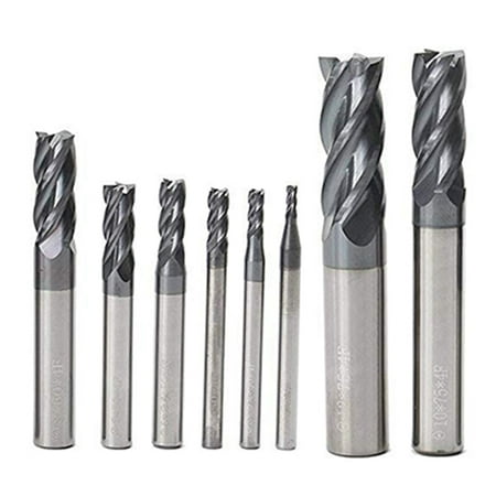 

8PCS 2-12mm CNC Square Nose End Mills Carbide Tungsten Steel Milling Cutter Router Bits Bits Tool Straight