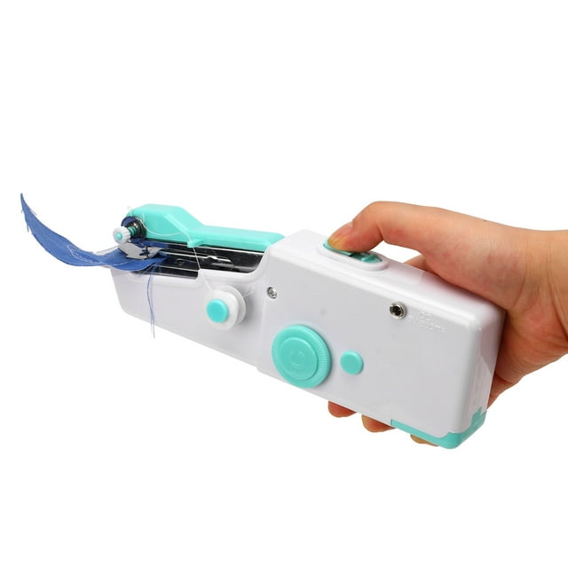 Small Sewing Machine, Blue Handheld Electric Sewing Machine Simple Operation DIY Crafts Accuracy Ergonomic Design for Kids for Travel