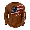thumbnail image 3 of Havenx 4th Of July Shirts for Men Waffle-Knit Crew Neck Shirts Long Sleeve American Flag Design Tshirts Cross Patriotic 250 Years Of Freedom Tees,Coffee 2XL, 3 of 3