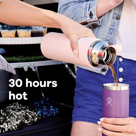 Hot Flask & Cup - Insulated Stainless Steel, Hot Drink Travel Container for Coffee 28 Oz Beachplum
