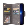 thumbnail image 6 of Nalacover For iPhone 13 Pro Max Zipper Wallet Case,360 Protection Stylish PU Leather Shockproof Magnetic Flip Holder 6 Card Slots and 2 Cash Pockets Cover with Detachable Wrist Strap,Gray, 6 of 15