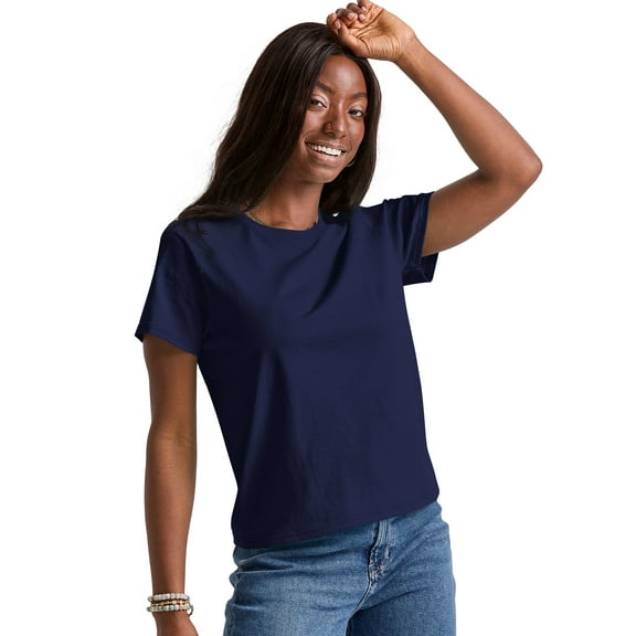 Hanes Essentials Women’s Cotton T-Shirt, Classic Fit Athletic Navy XL