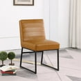 thumbnail image 2 of HomePop Channel Back Dining Chair with Metal Legs, Carmel Faux Leather, 2 of 10