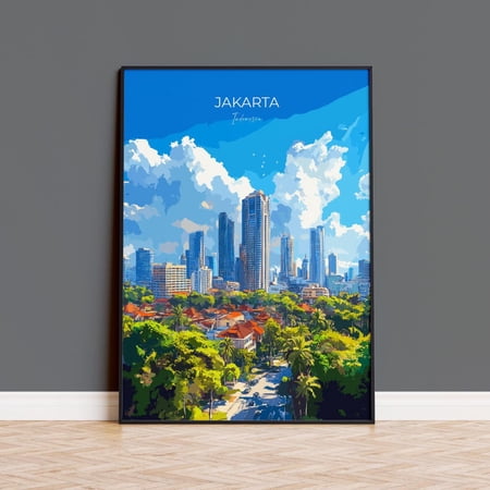 Jakarta Travel Poster Travel Print of Jakarta Indonesia Jakarta Art Lovers Gift Wall Art Decor Print Gift