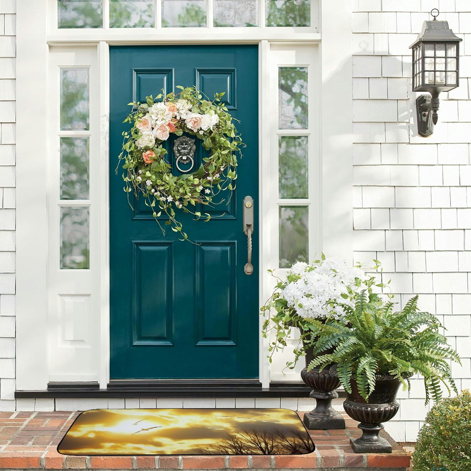 PHYHOO Decorative Door Mat, Door Mat with Non-Slip Rubber Backing, Easy Cleaning, Traps Dirt, Rug for Entry, Patio, Garage - Tree Branches Bare Autumn Fall Sunlight Sunshine 19.68*47.24 in
