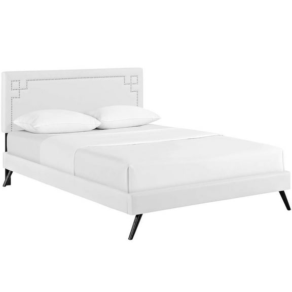 Modway Josie Vinyl Upholstered Queen Platform Bed in White