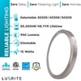 thumbnail image 7 of Luxrite 7 inch LED Flush Mount 15W 3 Color Selectable 3000K, 4000K, 5000K 900 Lumens Dimmable Round Damp Rated Brushed Nickel Trim, 7 of 7
