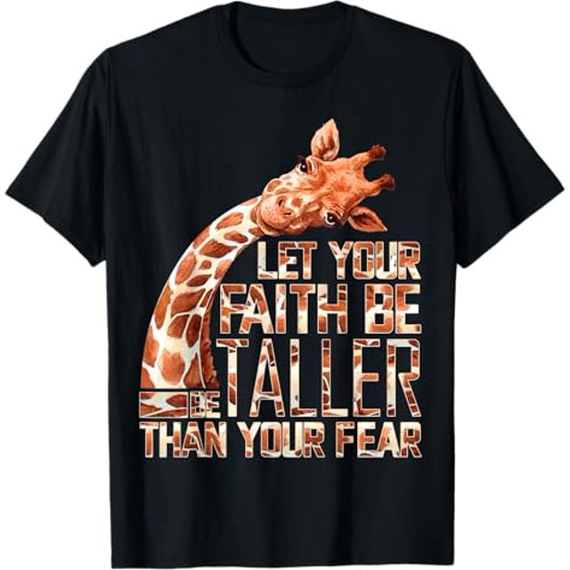 Men'S cotton 100% | hot stampin print T-shirtMake Your Faith reater Than Your Fear iraffe T-Shirt 180