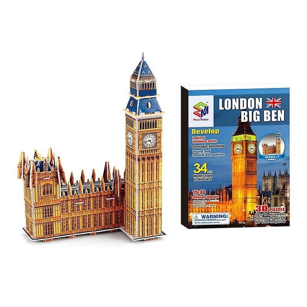 Big Ben Kit de construcción de modelo de edificio famoso, tecnología portátil, suministros para juegos cerebrales 3d
