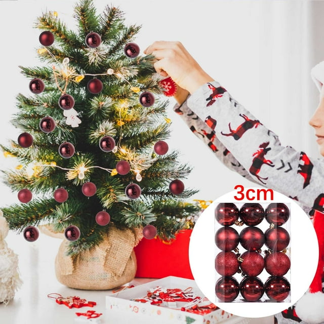 DPTALR 24PCS Christmas Tree Ornament Pendant Party Supplies Tree Hanging Plastic Ball 3cm/1.18in