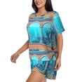 thumbnail image 2 of Fotbe Underwater Aquarium Arches Print Pajama Set for Women 2 Piece Loungewear Short Sleeve Tops and Shorts Set Soft Sleepwear-X-Large, 2 of 7