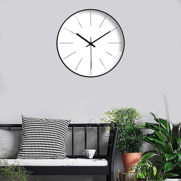 Reloj de pared perfecl con batería Reloj de decoración silencioso moderno 30 cm negro