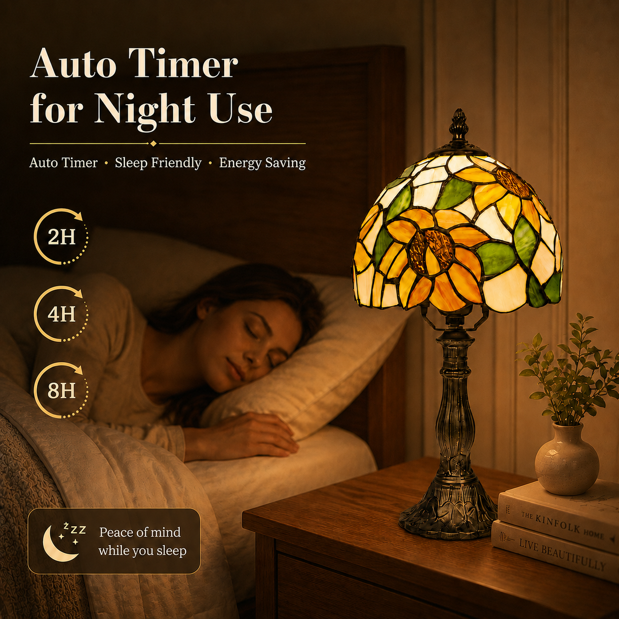 Mehoom Tiffany Style Sunflower Stained Glass Table Lamp photo 4