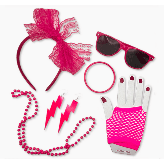 Adult's 80's Pink Costume Accessory Kit