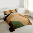 thumbnail image 4 of Manfei Vintage Geometric Aesthetic Bedding Comforter Set,Minimalist Art Twin Comforter Sets,Green Brown Bedding Set For Children,Microfiber Bedroom Decor Reversible,2-Piece, 4 of 9