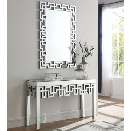 Modern Mirrored Finish Console Table w/Mirror 2 Pcs Meridian Furniture 412 Aria
