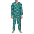 thumbnail image 3 of Naloa Aquamarine Glitter Men’s Pajamas Set - Long Sleeve Button Down Sleep Shirt and Pajama Bottoms Sleepwear Set-XX-Large, 3 of 7