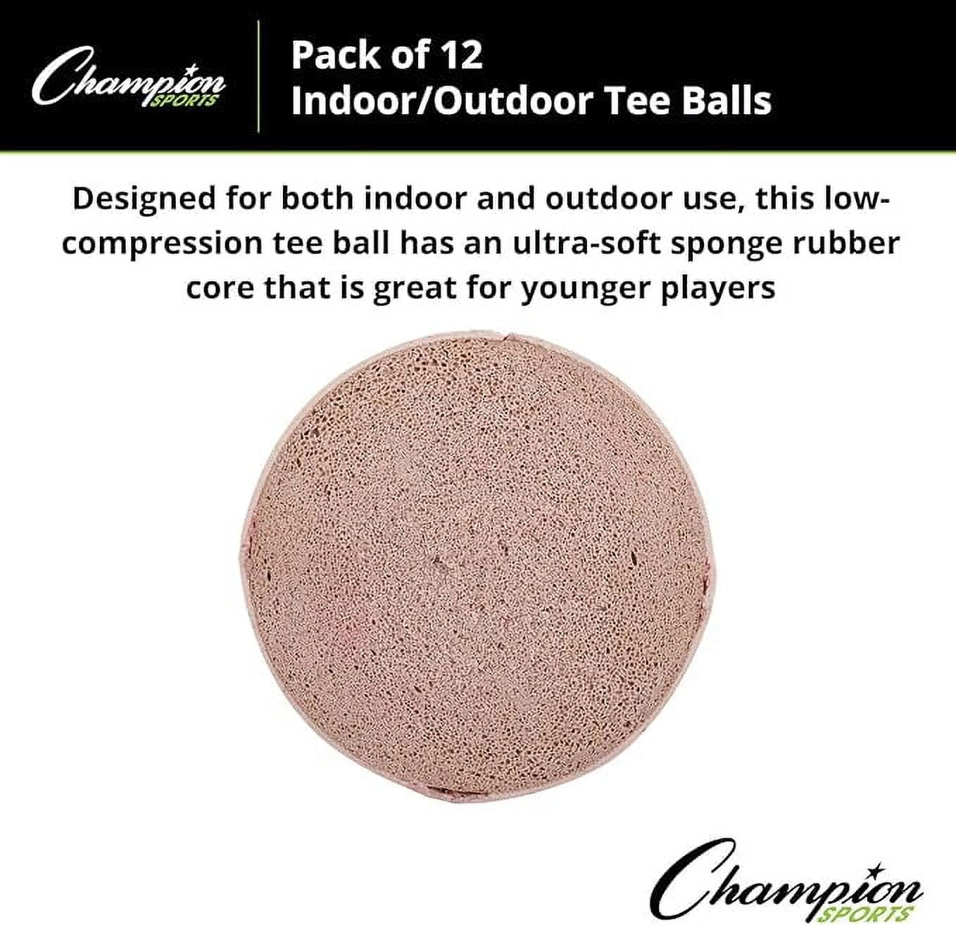 Champion Sports Syntex Leather Cover Indoor/Outdoor Tee Balls - Safety Sponge Core - Pack of 12