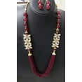 thumbnail image 2 of Women's Maroon Beaded Kundan Floral Necklace & Earrings Set – Ethnic Jewelry Ensemble, 2 of 2