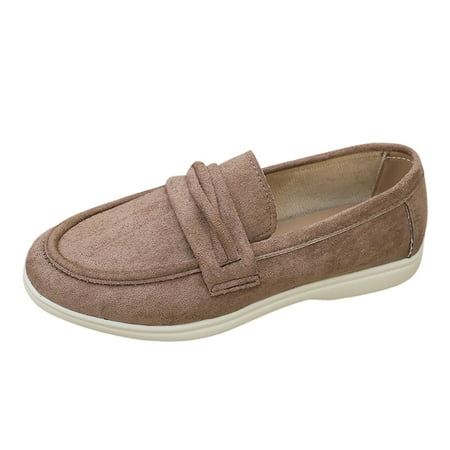 Casual Heeled Mules for Women Dressy Yet Comfortable Women s Casual On Loafers Comfortable Flat Shoes Soft Suede Breathable Everyday Walking Sneakers For Women