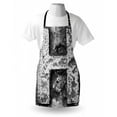 thumbnail image 3 of Letter H Apron Victorian Stylized Capital H Font in Chrome Rock Tones Steel Look Retro Design, Unisex Kitchen Bib Apron with Adjustable Neck for Cooking Baking Gardening, Black Grey, by Ambesonne, 3 of 3