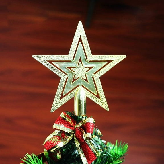 Christmas Tree Topper Star - Metallic 5-Point Tree Top Decor for Holiday & Winter Decorations