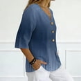 thumbnail image 2 of 3/4 Sleeve Boho Linen Tops for Women, Spring Floral Printed Blouses for women Dressy Casual, Basic Womens Cotton Linen Top, 2 of 5
