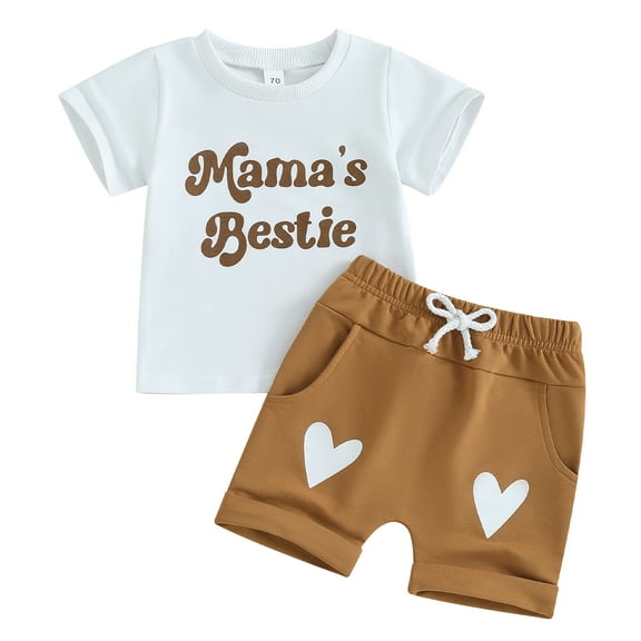Bagilaanoe 2pcs Toddler Baby Girl Shorts Set Short Sleeve Letter Print T Shirt Tops Heart Shorts 6M 12M 18M 24M 3T Kids Casual Summer Clothes