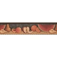 thumbnail image 2 of Concord Wallcoverings Wallpaper Border Fruits Pattern Featuring Sliced Watermelon Peach Pear Orange Apple for Kitchen, Brown Orange Black Red, 5.25 Inches by 15 Feet 30902310, 2 of 4